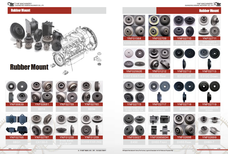 excavator rubber mount catalog